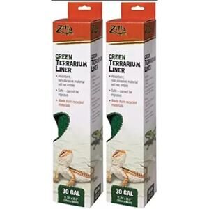 (2 Pack) Zilla Reptile Terrarium Bedding Substrate Liner, Green - 30 Gallon